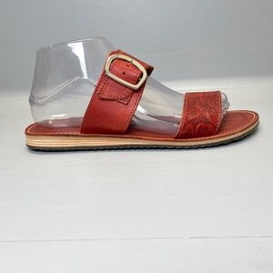 Womens Sandals Handmade Mexican Size 25 (Mex) 8 (US) Red Leather‎ Slides Shoes